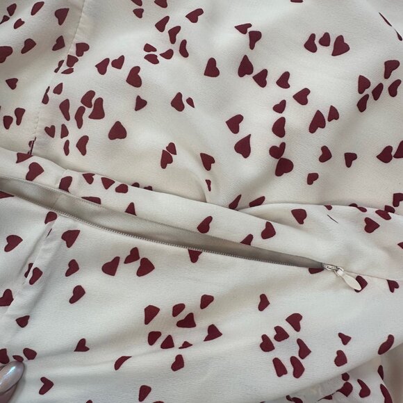 bohme Ivory with Red Mini Hearts Ruffle Dress Large - NEW - Picture 5 of 8